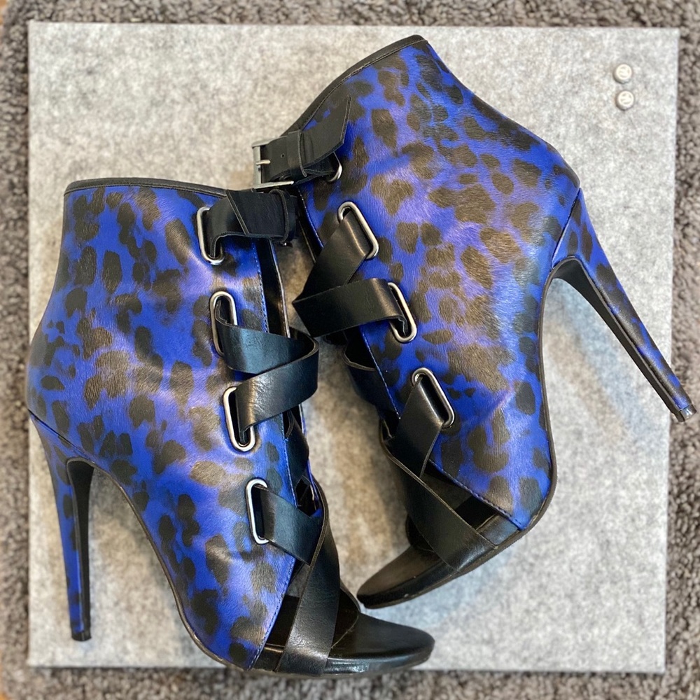 Paper Fox Blue and Black Print Booties